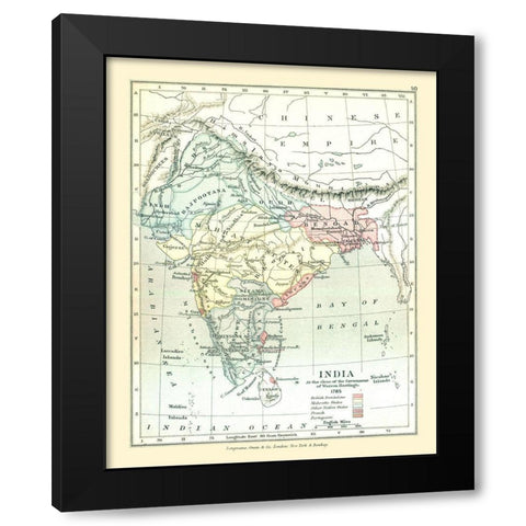 India 1785 - Gardiner 1902 Black Modern Wood Framed Art Print with Double Matting by Gardiner
