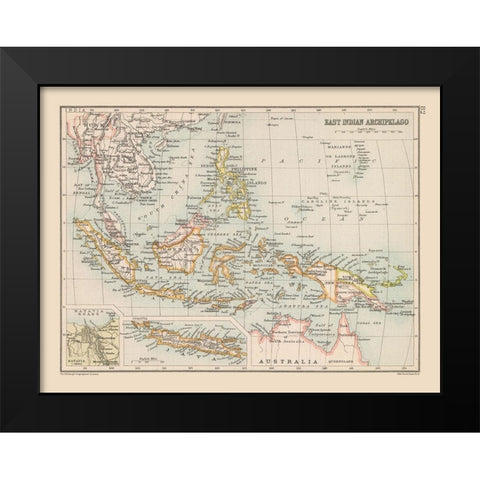 Asia Indonesia - Bartholomew 1892 Black Modern Wood Framed Art Print by Bartholomew
