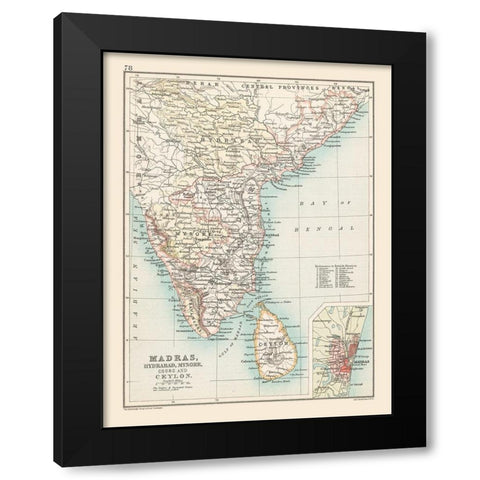 Southern India - Bartholomew 1892 Black Modern Wood Framed Art Print with Double Matting by Bartholomew