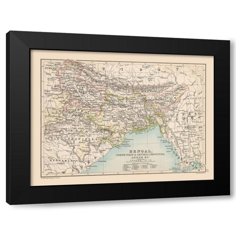 Bengal Region India - Bartholomew 1892 Black Modern Wood Framed Art Print with Double Matting by Bartholomew