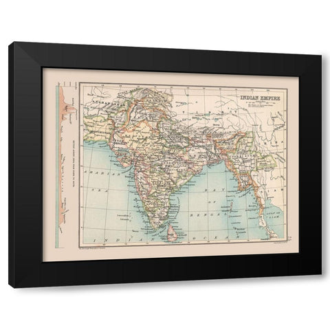 Indian Empire India Sri Lanka - Bartholomew 1892 Black Modern Wood Framed Art Print with Double Matting by Bartholomew