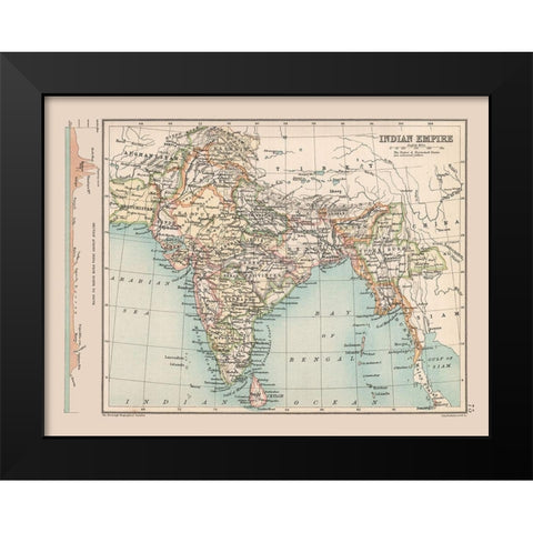 Indian Empire India Sri Lanka - Bartholomew 1892 Black Modern Wood Framed Art Print by Bartholomew