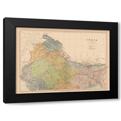 Northwest India - Black 1867 Black Modern Wood Framed Art Print by Black