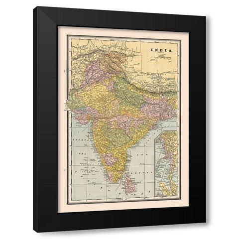 India - Cram 1888 Black Modern Wood Framed Art Print by Cram
