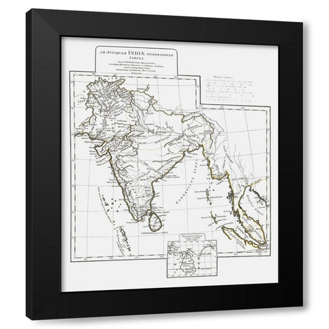 Ancient India - DAnville 1799 Black Modern Wood Framed Art Print by D''Anville