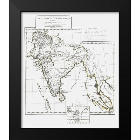 Ancient India - DAnville 1799 Black Modern Wood Framed Art Print by D''Anville