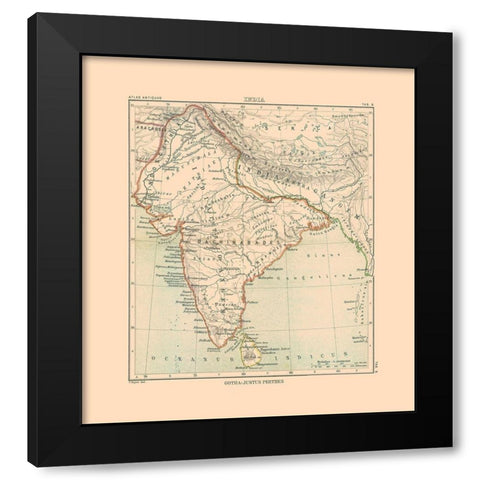 India - Perthes 1896 Black Modern Wood Framed Art Print with Double Matting by Perthes