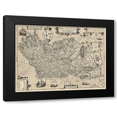 Ireland - Ortelius 1606 Black Modern Wood Framed Art Print by Ortelius