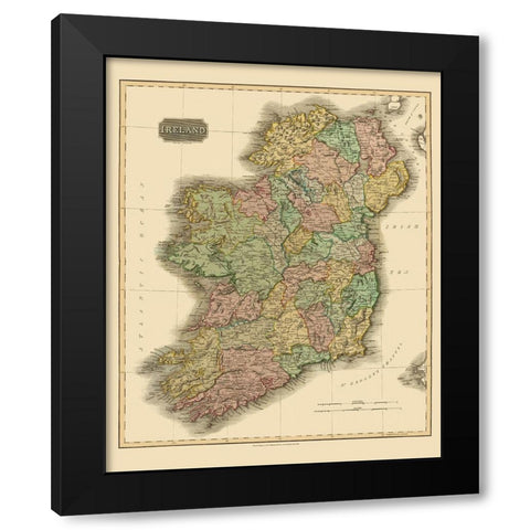 Ireland - Thomson 1817 Black Modern Wood Framed Art Print by Thomson
