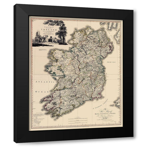 Kildare County Ireland - Beaufort 1882 Black Modern Wood Framed Art Print with Double Matting by Beaufort