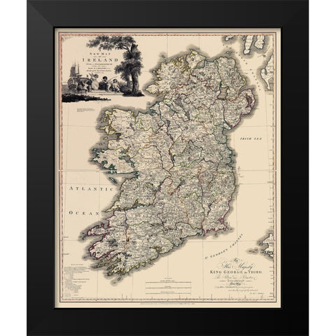 Kildare County Ireland - Beaufort 1882 Black Modern Wood Framed Art Print by Beaufort