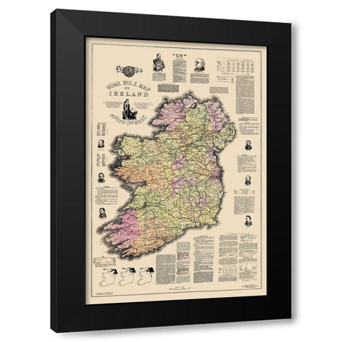Home Rule Ireland - Ballance 1893 Black Modern Wood Framed Art Print by Ballance