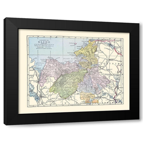 Sligo County Ireland - Bartholomew 1882 Black Modern Wood Framed Art Print by Bartholomew
