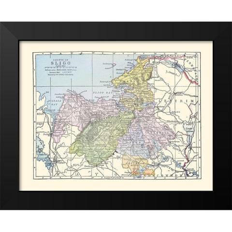 Sligo County Ireland - Bartholomew 1882 Black Modern Wood Framed Art Print by Bartholomew