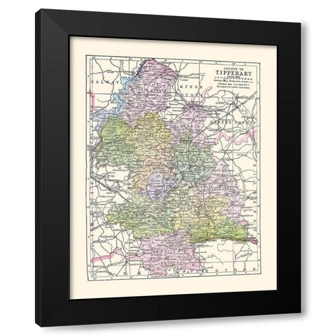 Tipperary County Ireland - Bartholomew 1882 Black Modern Wood Framed Art Print by Bartholomew