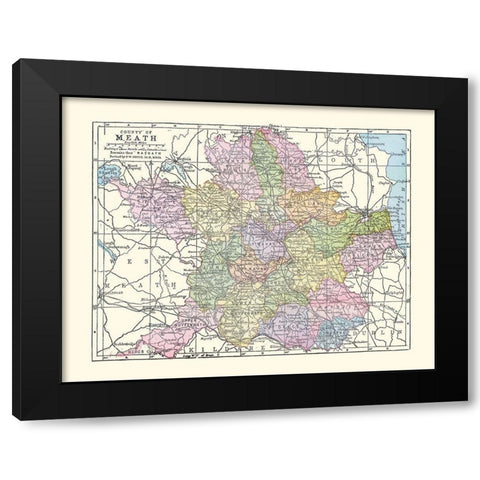 Meath County Ireland - Bartholomew 1882 Black Modern Wood Framed Art Print by Bartholomew