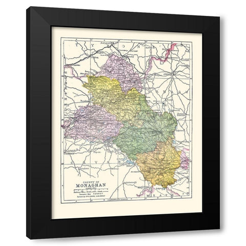 Monaghan County Ireland - Bartholomew 1882 Black Modern Wood Framed Art Print by Bartholomew