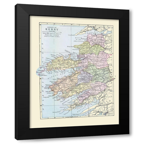 Kerry County Ireland - Bartholomew 1882 Black Modern Wood Framed Art Print with Double Matting by Bartholomew