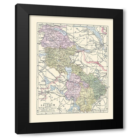 Leitrim County Ireland - Bartholomew 1882 Black Modern Wood Framed Art Print with Double Matting by Bartholomew