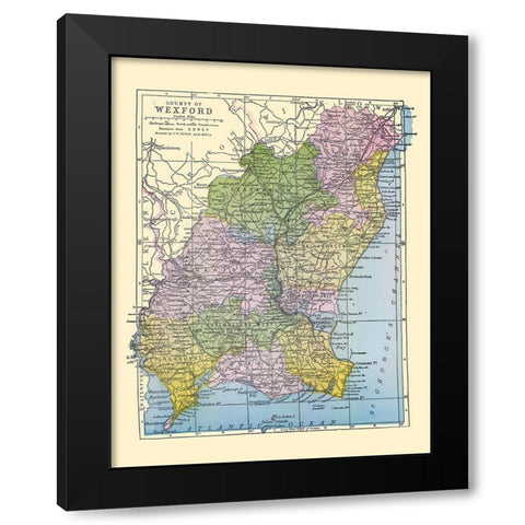 Wexford County Ireland - Bartholomew 1882 Black Modern Wood Framed Art Print with Double Matting by Bartholomew