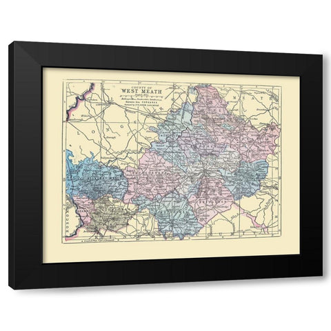 West Meath County Ireland - Bartholomew 1882 Black Modern Wood Framed Art Print by Bartholomew
