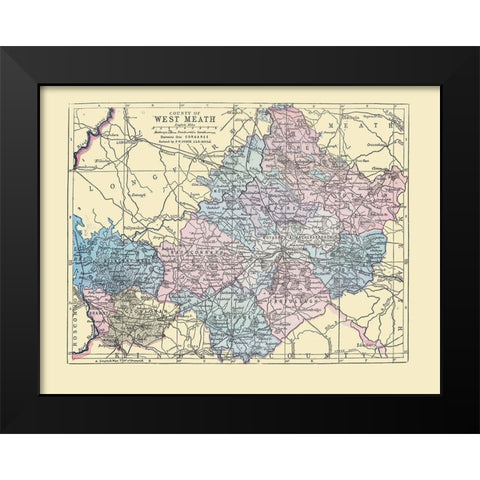 West Meath County Ireland - Bartholomew 1882 Black Modern Wood Framed Art Print by Bartholomew