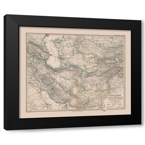 Middle East Iran Afghanistan Pakistan Black Modern Wood Framed Art Print with Double Matting by Stieler