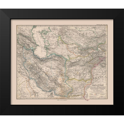 Middle East Iran Afghanistan Pakistan Black Modern Wood Framed Art Print by Stieler