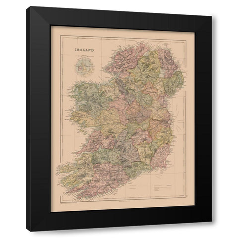 Ireland - Black 1867 Black Modern Wood Framed Art Print with Double Matting by Black