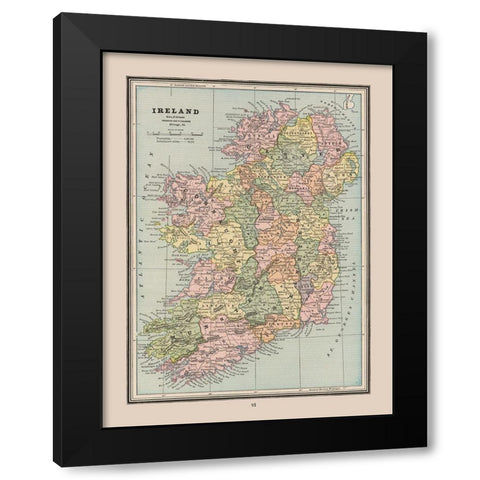 Ireland - Cram 1888 Black Modern Wood Framed Art Print with Double Matting by Cram