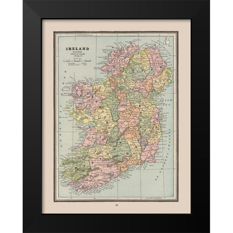 Ireland - Cram 1888 Black Modern Wood Framed Art Print by Cram