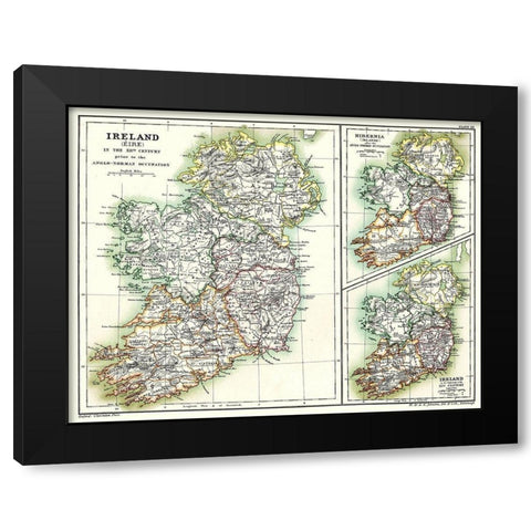 Ireland 12th Century - Poole 1902 Black Modern Wood Framed Art Print with Double Matting by Poole