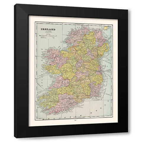 Ireland - Cram 1892 Black Modern Wood Framed Art Print by Cram