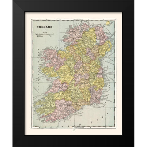Ireland - Cram 1892 Black Modern Wood Framed Art Print by Cram