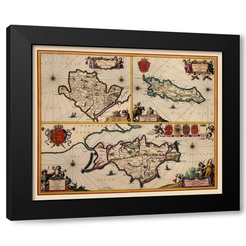 Isle of Wight Man Anglesey Great Britain Black Modern Wood Framed Art Print by Jansson