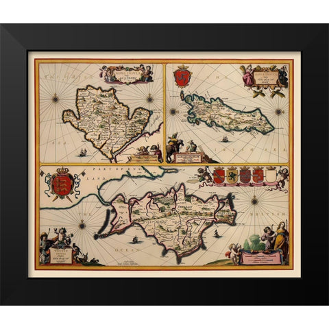 Isle of Wight Man Anglesey Great Britain Black Modern Wood Framed Art Print by Jansson