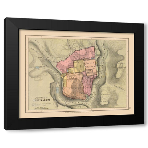 Ancient Jerusalem Israel - Case 1878 Black Modern Wood Framed Art Print with Double Matting by Case