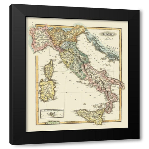 Italy - Lucas 1823 Black Modern Wood Framed Art Print by Lucas