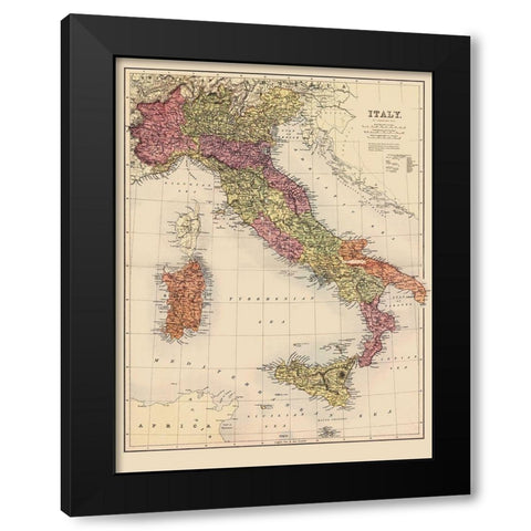 Italy - Bartholomew 1890 Black Modern Wood Framed Art Print by Bartholomew