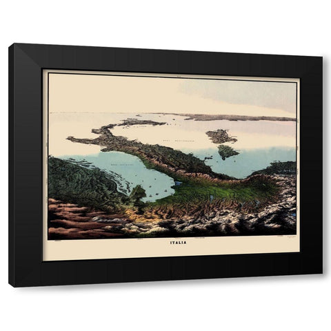 Panoramic Italy - Corbetta 1853 Black Modern Wood Framed Art Print by Corbetta