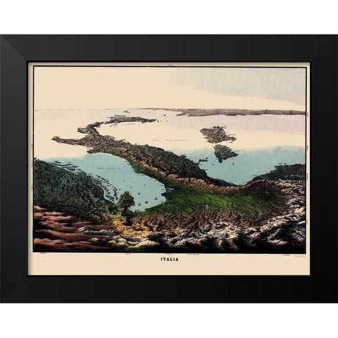 Panoramic Italy - Corbetta 1853 Black Modern Wood Framed Art Print by Corbetta