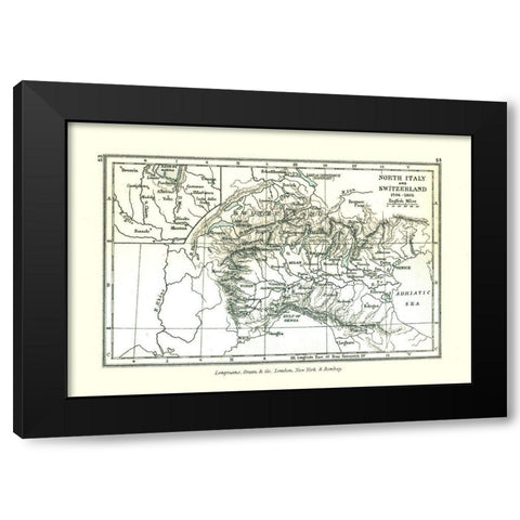 Italy Switzerland 1805 Europe - Gardiner 1902 Black Modern Wood Framed Art Print with Double Matting by Gardiner