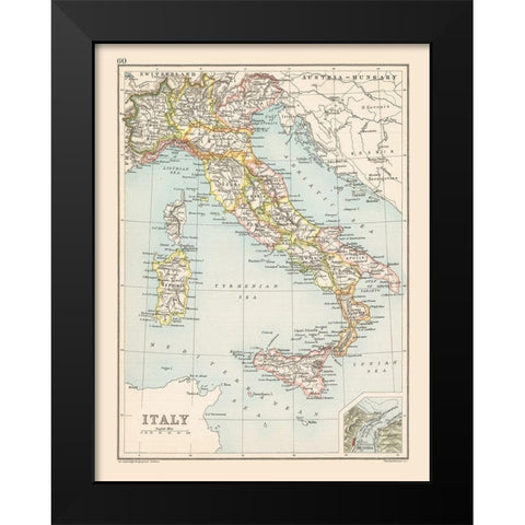 Italy - Bartholomew 1892 Black Modern Wood Framed Art Print by Bartholomew