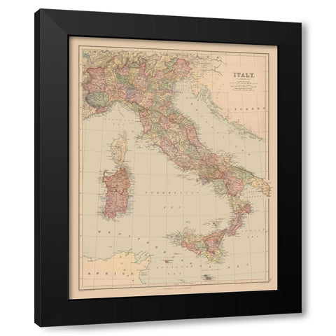 Italy - Black 1867 Black Modern Wood Framed Art Print with Double Matting by Black