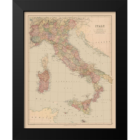 Italy - Black 1867 Black Modern Wood Framed Art Print by Black