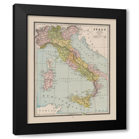 Italy - Cram 1888 Black Modern Wood Framed Art Print with Double Matting by Cram