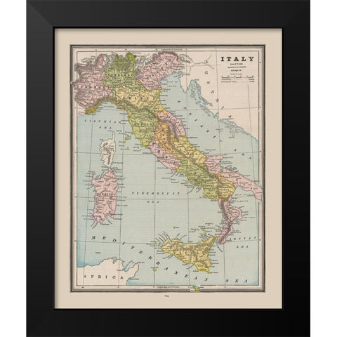 Italy - Cram 1888 Black Modern Wood Framed Art Print by Cram