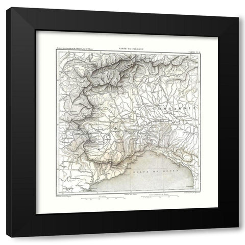 Piedmont Italy - Thiers 1866 Black Modern Wood Framed Art Print by Thiers