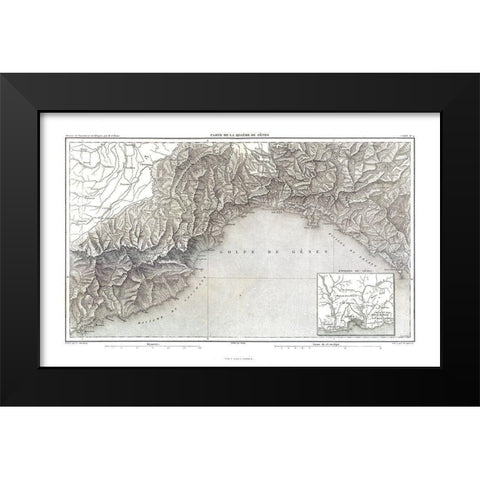 Genoa Italy - Thiers 1866 Black Modern Wood Framed Art Print by Thiers