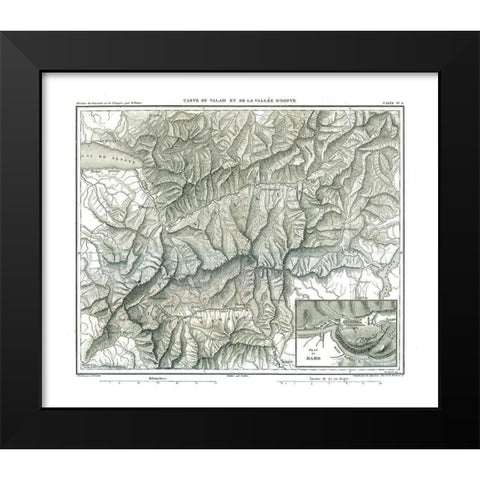 Aosta Valley Italy - Thiers 1866 Black Modern Wood Framed Art Print by Thiers